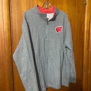 Fanatics Gray and Red Quarter-Zip Sweatshirt